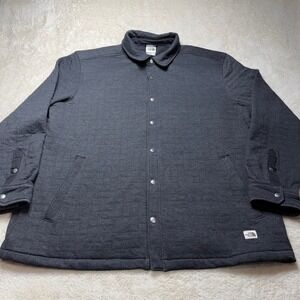 The North Face Mens XXL Dark Gray Quilted Snap Front Shirt Jacket Shacket Heavy